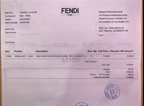 fendi receipt.